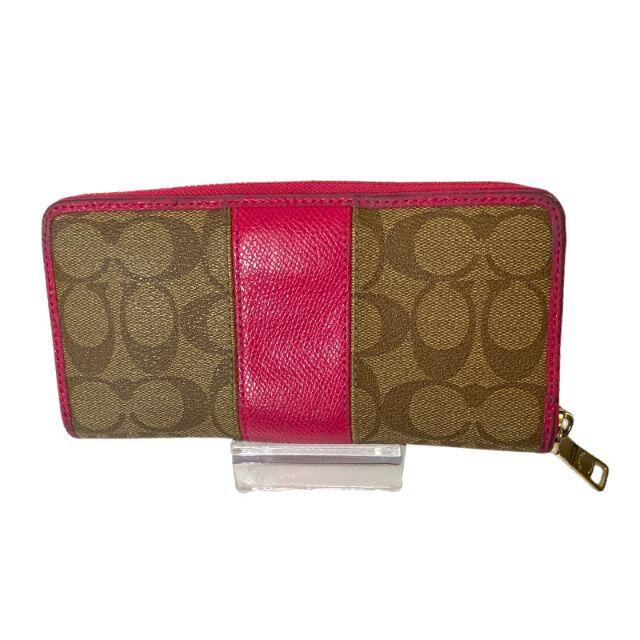 COACH - COACH コーチ 長財布 シグネチャー カーキ×ピンクルビーの通販