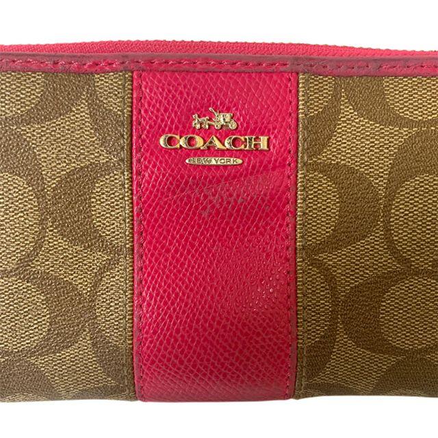 COACH(コーチ)のCOACH コーチ 長財布 シグネチャー カーキ×ピンクルビー レディースのファッション小物(財布)の商品写真