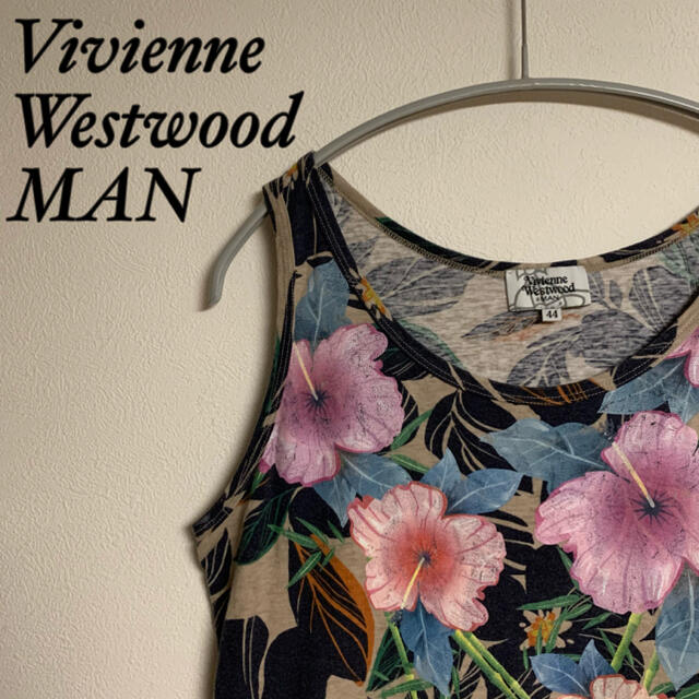 Vivienne Westwood(ヴィヴィアンウエストウッド)の【希少】Vivienne Westwood MAN タンクトップ　総柄　ロゴ刺繍 メンズのトップス(タンクトップ)の商品写真