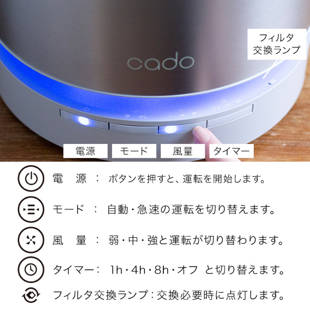 cado  カドー　空気清浄機　AP-C110-GD  フィルター新品