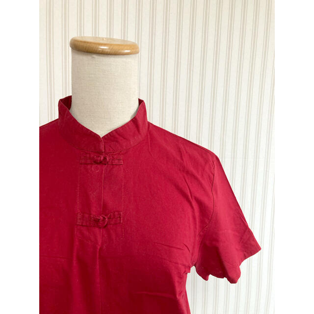 Grimoire(グリモワール)の古着　チャイナシャツ　ビンテージ　レトロ  ヴィンテージ  レディースのトップス(シャツ/ブラウス(半袖/袖なし))の商品写真