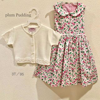 ボンポワン(Bonpoint)の【Eri様専用】Plum Pudding 3T 可愛いバラの丸襟ワンピースセット(ワンピース)