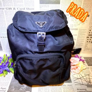 プラダ(PRADA)のPRADA プラダ テスートナイロン×レザー バックパック 巾着型 ブラック(リュック/バックパック)