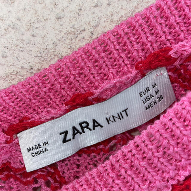 ZARA(ザラ)のピンクニットクロップトップス レディースのトップス(カットソー(半袖/袖なし))の商品写真