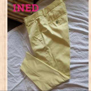 イネド(INED)のINED  イエロークロップドパンツ　綺麗めパンツ　オフィスパンツ(クロップドパンツ)