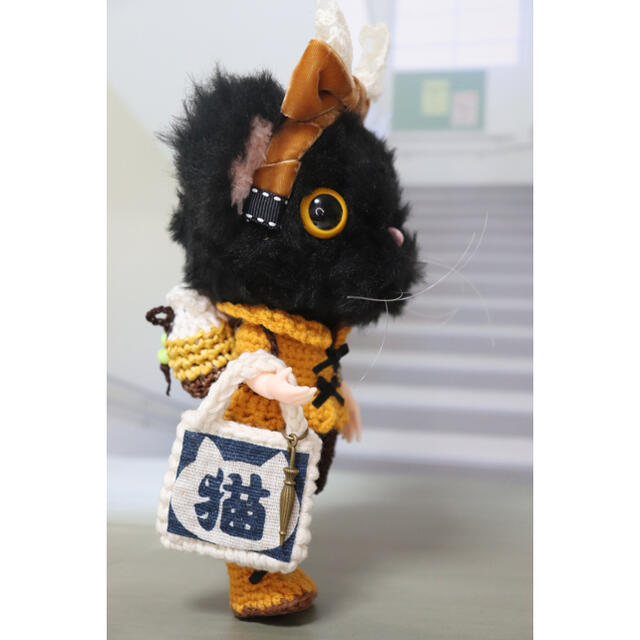 創作ドール　可動ボディ　　黒猫ちゃん　人形　編みぐるみ　ブライス　友達 1