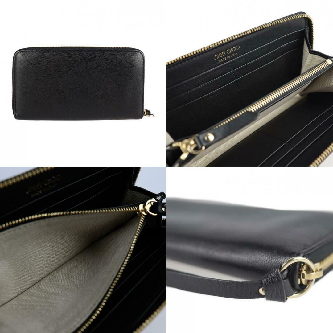 JIMMY CHOO ジミーチュウ ピッパ 長財布 レザー ブラック ゴールド金具 ラウンドファスナー 【本物保証】
