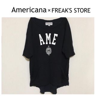 アメリカーナ(AMERICANA)の美品！アメリカーナ×フリークスストア Tシャツ/カットソー 濃紺 大きめサイズ(カットソー(半袖/袖なし))