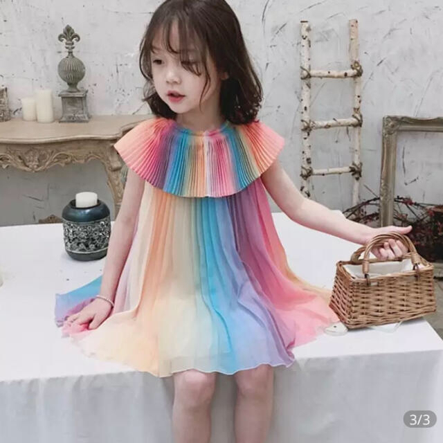 特価！！カラフルワンピース【110cm】 キッズ/ベビー/マタニティのキッズ服女の子用(90cm~)(ワンピース)の商品写真