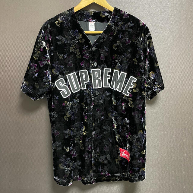 Supreme Floral Velour Baseball Jersey M