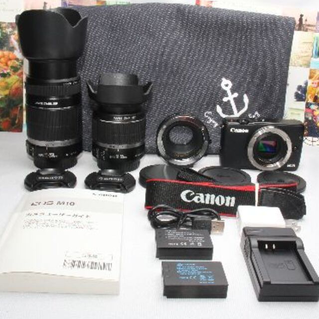 ❤️予備バッテリー付き❤️Canon EOS M10 手振れ補正ダブルレンズ❤️