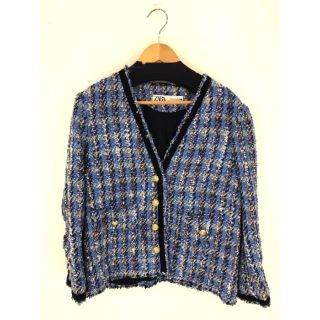 ザラ(ZARA)のZARA（ザラ） ノーカラーツイードジャケット レディース アウター ジャケット(その他)