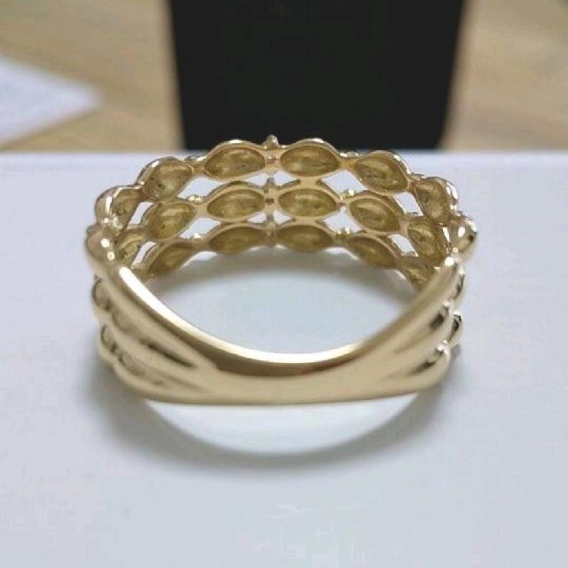 【未使用】K18YG  ダイヤ入りリング  9号 レディースのアクセサリー(リング(指輪))の商品写真