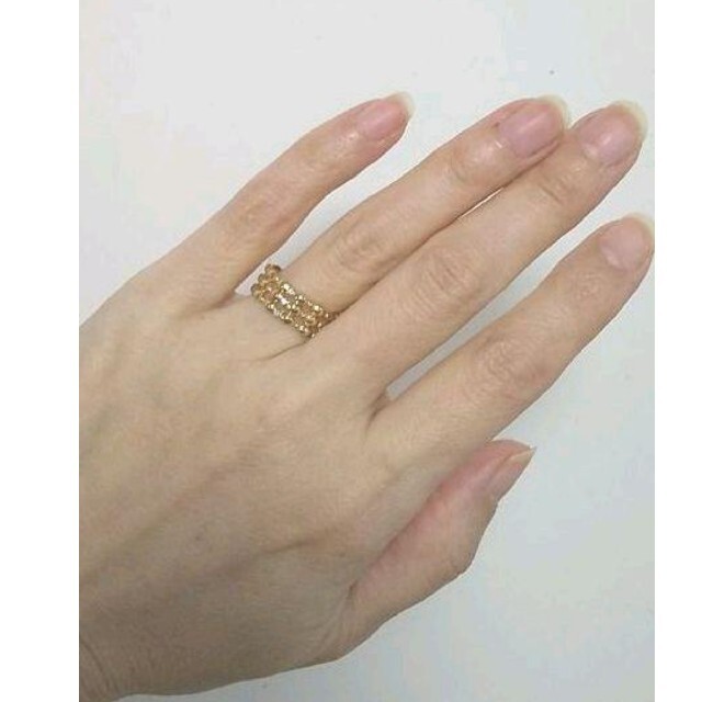 【未使用】K18YG  ダイヤ入りリング  9号 レディースのアクセサリー(リング(指輪))の商品写真