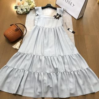 美品✨　FOXEY フォクシー　リネンワンピース　ホワイトベージュ　ロゴ　38