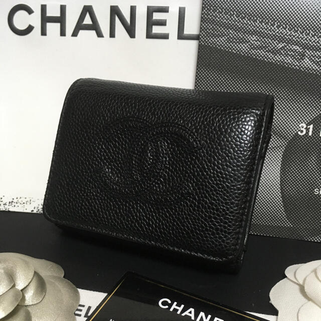 CHANEL(シャネル)の超美品 ★ CHANEL シャネル キャビアスキン 三つ折り財布 正規品 レディースのファッション小物(財布)の商品写真