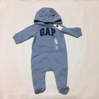 ベビーギャップ(babyGAP)の新品タグ付 gap カバーオール くま耳 60 ブルー(カバーオール)