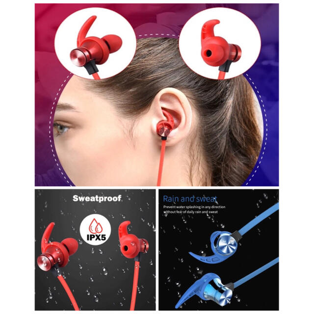 Bluetooth 5.0 イヤホン 両耳 ワイヤレス マイク TF無線 黒 スマホ/家電/カメラのオーディオ機器(ヘッドフォン/イヤフォン)の商品写真