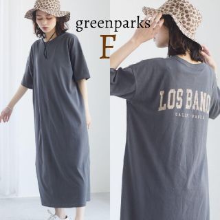 グリーンパークス(green parks)の新品 グリーンパークス バックプリントロゴカットワンピース ロングワンピース半袖(ロングワンピース/マキシワンピース)