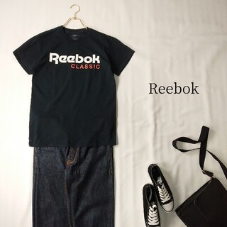 リーボック(Reebok)のUSA古着 Reebok CLASSIC 半袖Tシャツ ブラック ロゴプリント (Tシャツ/カットソー(半袖/袖なし))