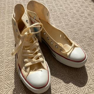 コンバース(CONVERSE)のコンバース　ベージュ　生成り　ハイカット　タグ付新品　難あり(スニーカー)