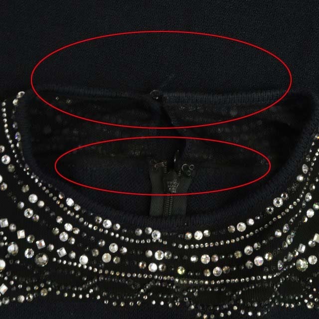 セントジョン ワンピース ニット 半袖 台形 ロング ビジュー装飾 6 黒 3