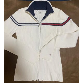 トミーヒルフィガー(TOMMY HILFIGER)のトミーヒルフィガー 白ジップアップセーター Sサイズ(ニット/セーター)