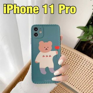 iPhone11Pro スマホケース かわいい イラスト おはな くま 韓国(iPhoneケース)