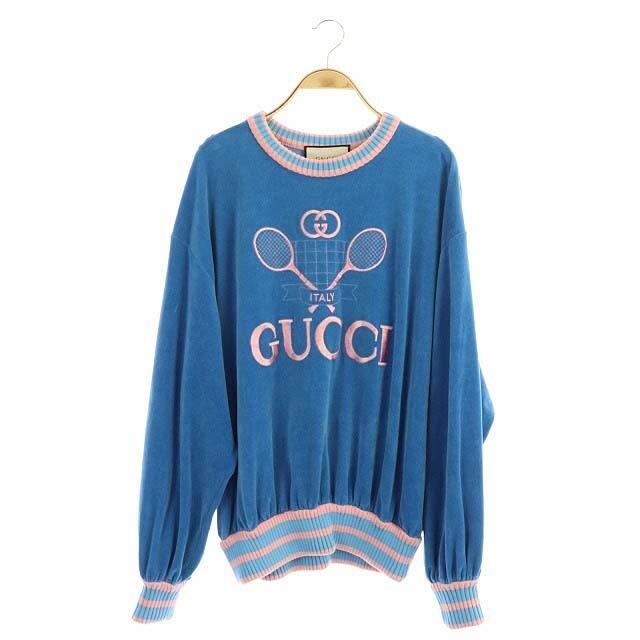 Gucci(グッチ)のグッチ GUCCI 20SS トレーナー カットソー S 青 ピンク ブルー レディースのトップス(トレーナー/スウェット)の商品写真