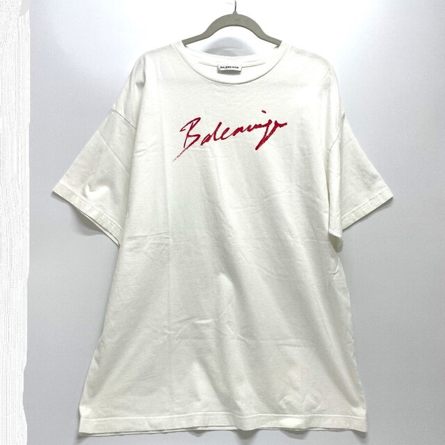 バレンシアガ BALENCIAGA リップスティック 583214 19AW ロゴ トップス 半袖Ｔシャツ コットン ホワイト