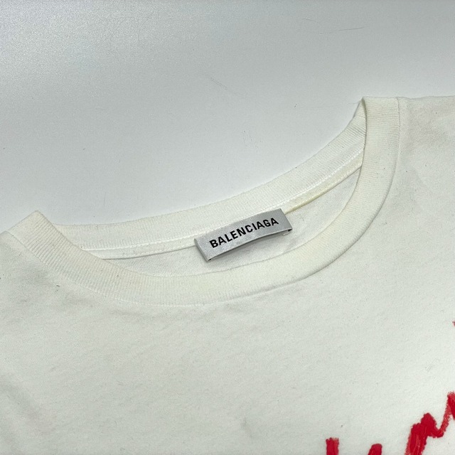 バレンシアガ BALENCIAGA リップスティック 583214 19AW ロゴ トップス 半袖Ｔシャツ コットン ホワイト