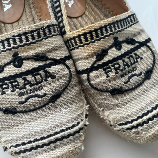 PRADA(プラダ)の【xo7788様専用】ファブリックロゴ　エスパドリーユ　グレー レディースの靴/シューズ(スリッポン/モカシン)の商品写真