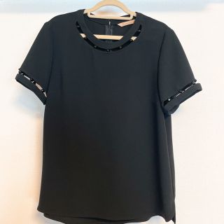 ザラ(ZARA)のビーズ　シフォンブラウス　ブラック(シャツ/ブラウス(半袖/袖なし))