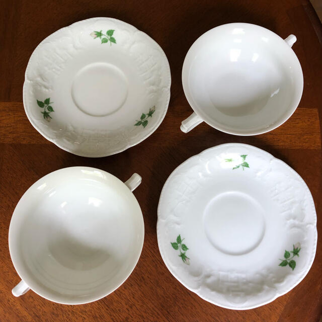 Rosenthal(ローゼンタール)の【レア美品】ローゼンタール★ホワイトローズ★スープC/S  ペア インテリア/住まい/日用品のキッチン/食器(食器)の商品写真