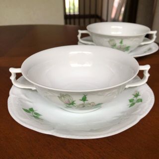 ローゼンタール(Rosenthal)の【レア美品】ローゼンタール★ホワイトローズ★スープC/S  ペア(食器)