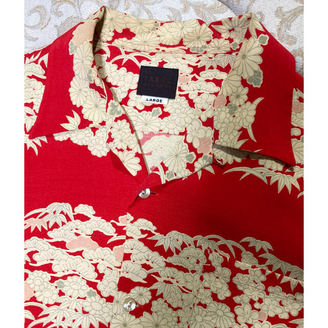 タケオキクチ　ヴィンテージアロハシャツ　和柄　旧タグ　赤 2