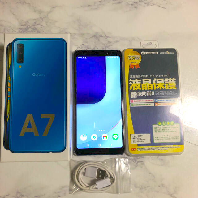 Galaxy A7 ブルー 64 GB SIMフリー スマートフォン本体 売り物 - 通販