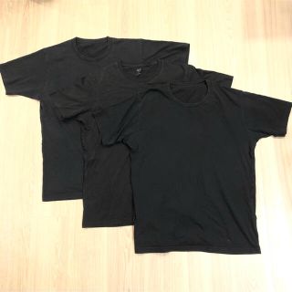 ユニクロ(UNIQLO)のユニクロ コットンTシャツ　ブラック3枚セット(Tシャツ/カットソー(半袖/袖なし))