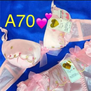 ピーカブー(PEEK-A-BOO)のA70ブラ＆ショーツ　A70ブラセット　ピンク　レース　シフォン　フリル　可愛い(ブラ&ショーツセット)