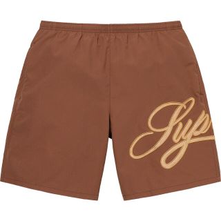 シュプリーム(Supreme)のL ブラウン Supreme Mesh Script Water Short(水着)