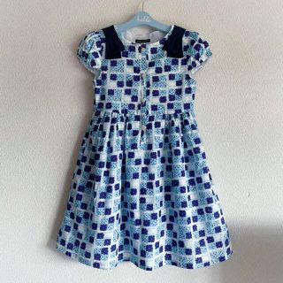 ベベ(BeBe)の美品 1度着用 BeBe 半袖ワンピース ガバリエレアロ－ズ 青 日本製♡140(ワンピース)