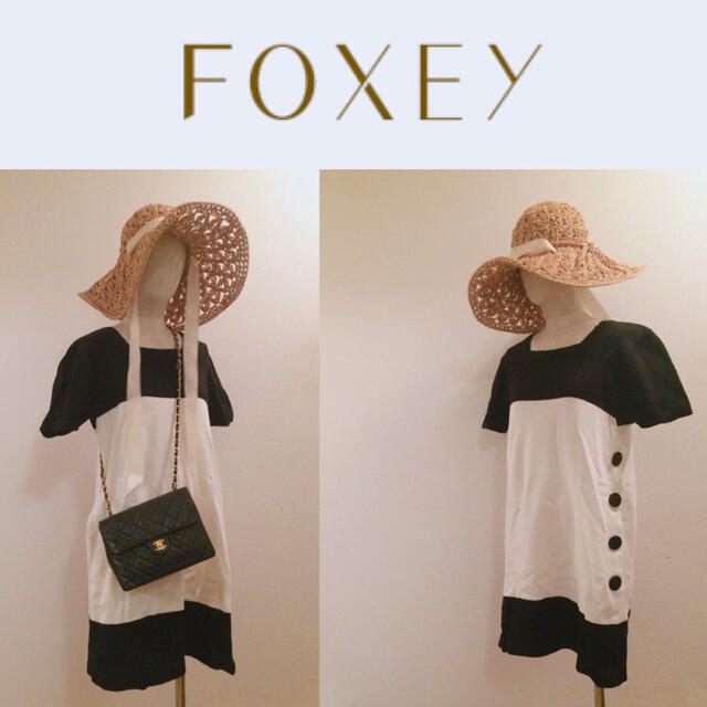 【FOXEY】♡ バイカラー サマーニットワンピース+.＊ フォクシーFOXEY