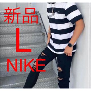 ナイキ(NIKE)の新品　NIKE ナイキ　スウォッシュ　ボーダーTシャツ　 L(Tシャツ/カットソー(半袖/袖なし))