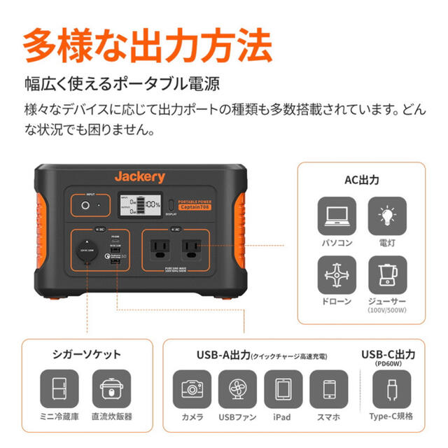 送料無料/新品/未開封 Jackery ジャクリ 最新 ポータブル電源 708