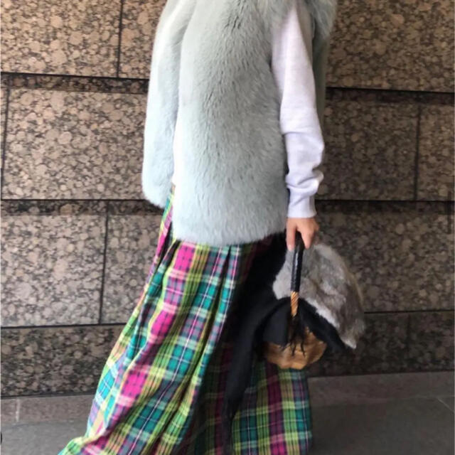 Drawer - 新品!サイscyeチェックリネンスカートdrawerドゥロワーの