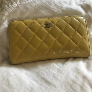 シャネル(CHANEL)のらん様専用♡CHANELラムスキン長財布イエロー(財布)