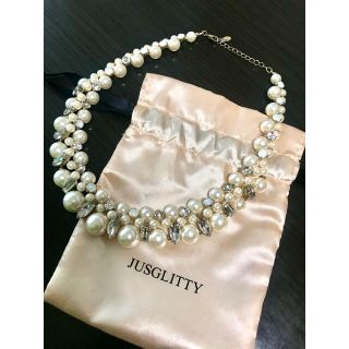 ジャスグリッティー(JUSGLITTY)のJUSGLITTY パールビジューネックレス(ネックレス)