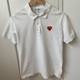 ブラックコムデギャルソン(BLACK COMME des GARCONS)の【まる様専用】playコムデギャルソン　ポロシャツ　赤ハート　ホワイト　　メンズ(ポロシャツ)