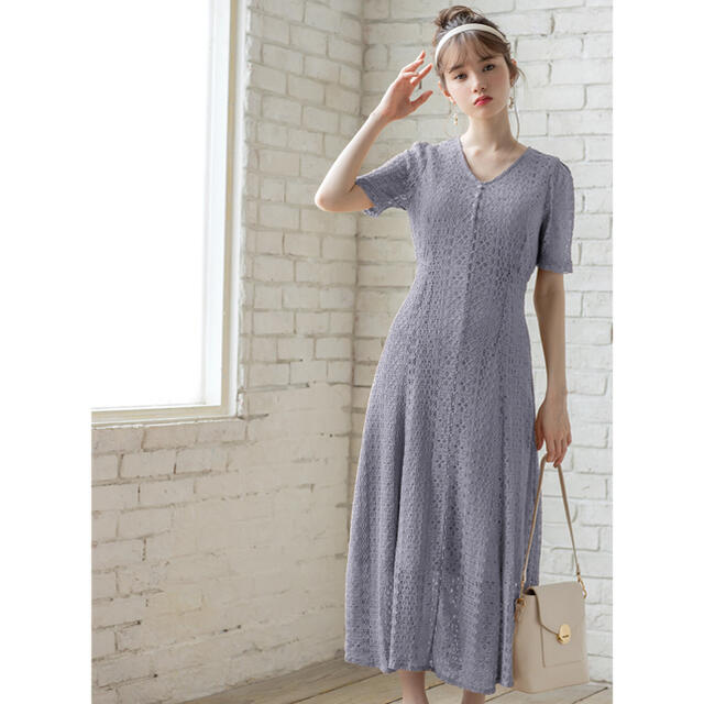 GRL(グレイル)の新品　レースワンピース　GRL グレイル　ブルー　夏服　春服　安い　骨スト　人気 レディースのワンピース(ロングワンピース/マキシワンピース)の商品写真