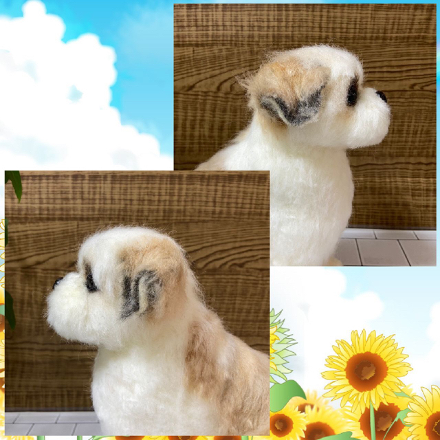 羊毛フェルト 犬 シーズー×マルチーズ # lahza.jp